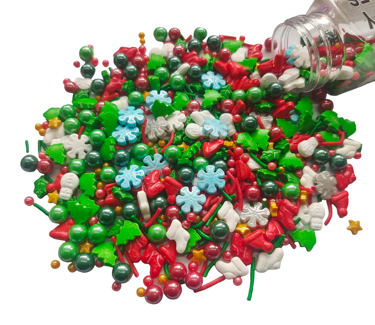 1 Bottle Edible Mixing Christmas Sprinkles | Cake Cupcakes and Ice Cream Topper Decorations | Edible Holiday Sprinkles 3.35 OZ (
