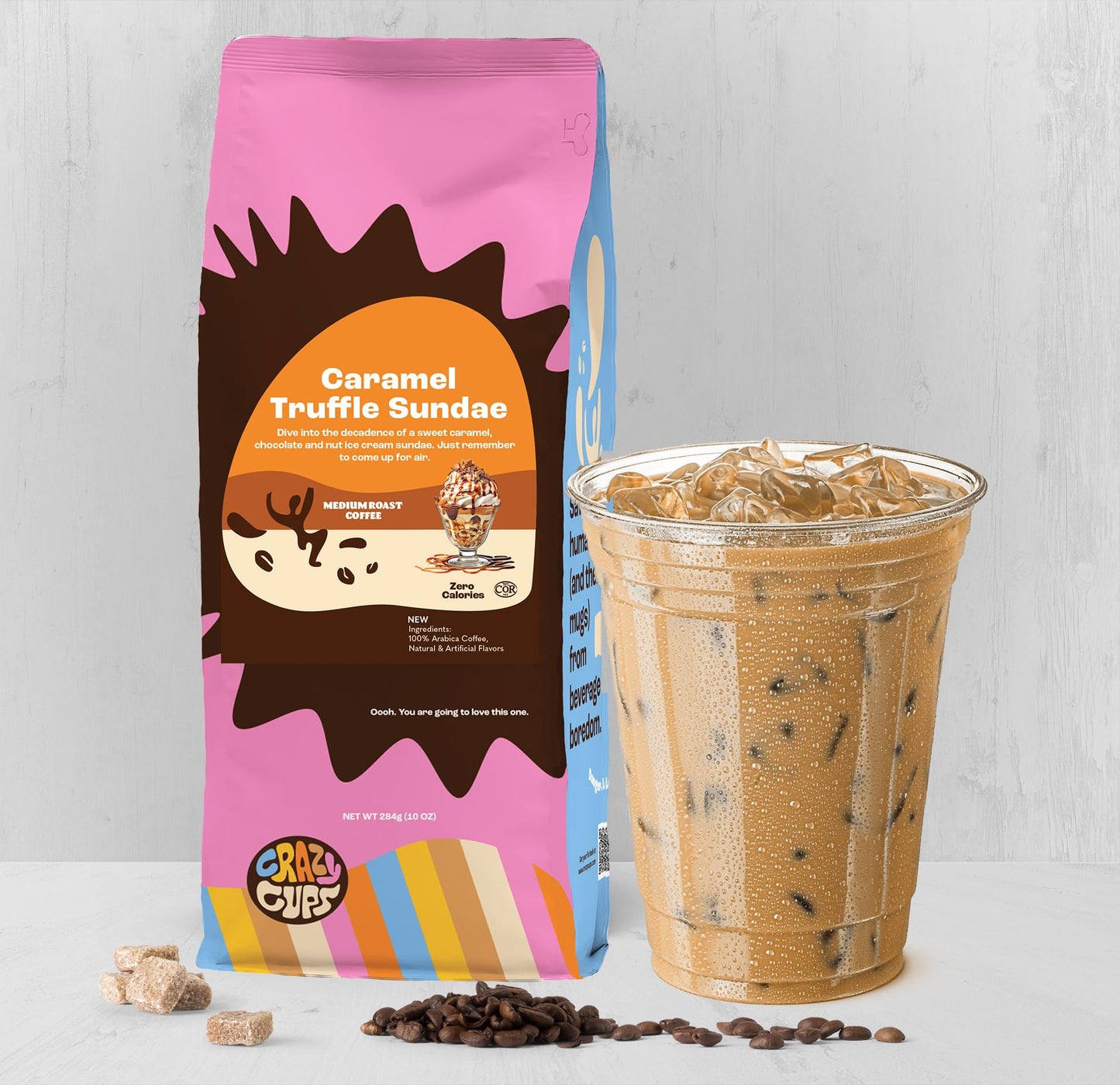 Crazy Cups Flavored Ground Coffee, Caramel Truffle Sundae, 10oz Pack