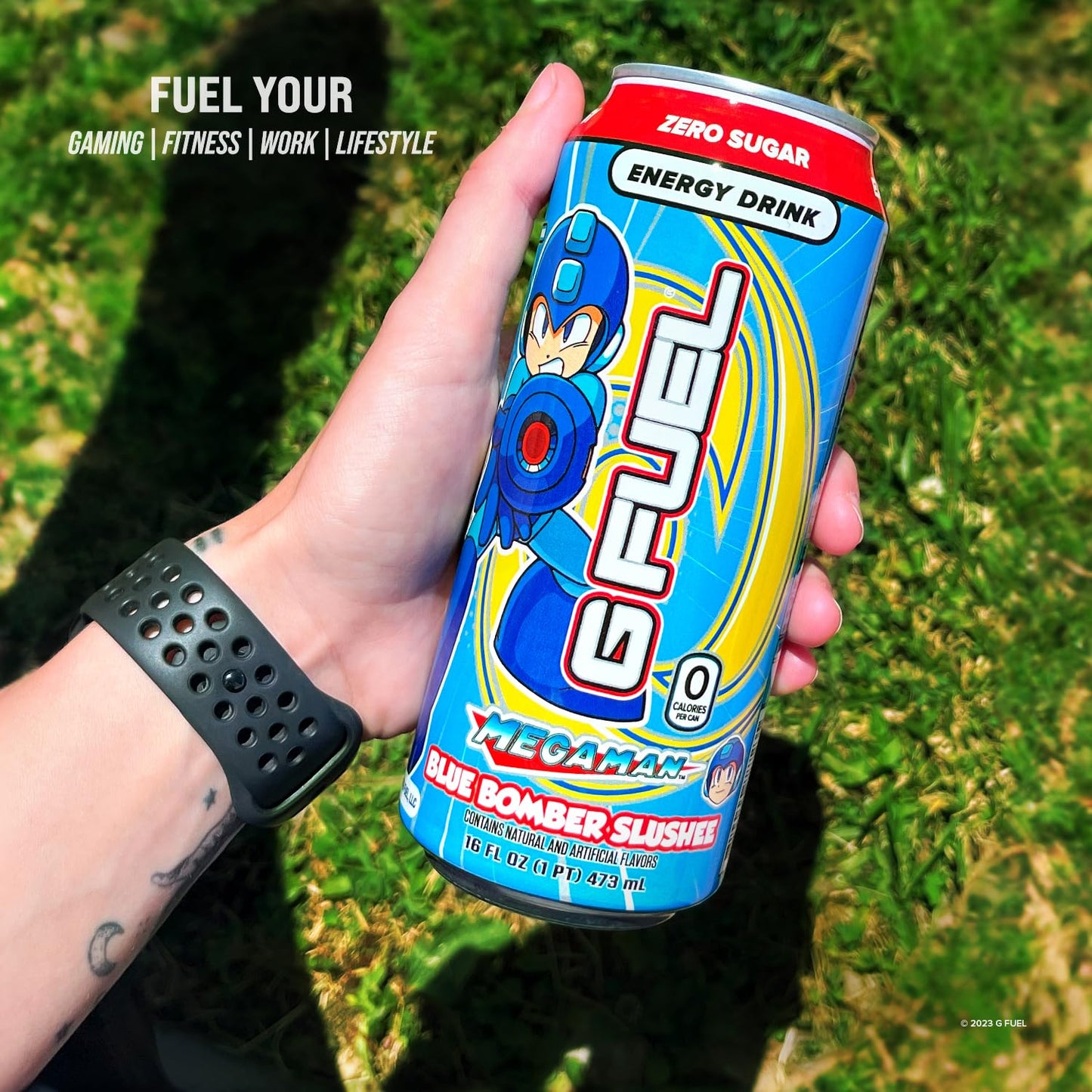 G Fuel Energy Drink, Blue Raspberry, Sugar Free, 300mg Caffeine, 16 oz Cans, 12-Pack