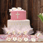 Geelin 24 Set Baptism Almond Candy Favors Christening Tulle Bags Rings Ribbion DIY Party Candy Bags First Communion Favors for G