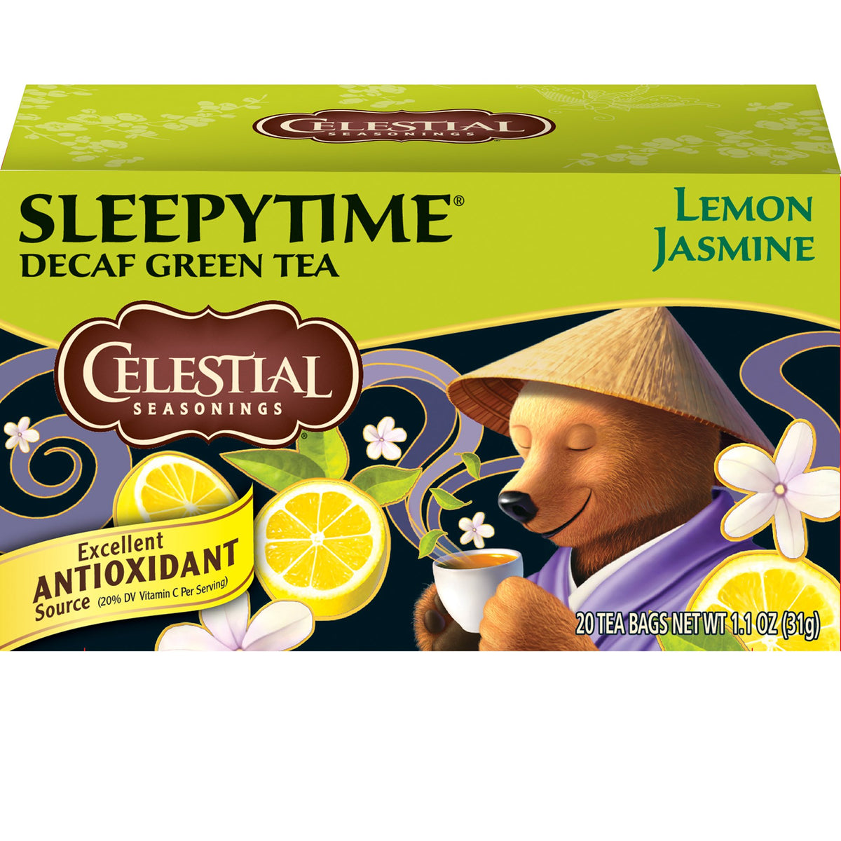 Celestial Seasonings Green Tea, Sleepytime Decaf Lemon Jasmine, 20 Count