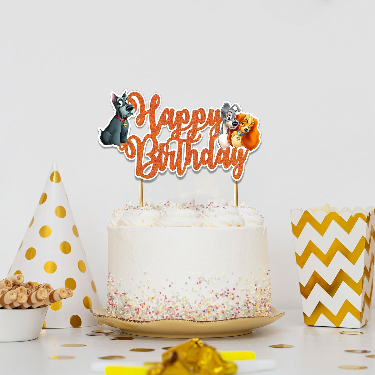 Seyal Lady And The Trmp Happy Birthday Cake Topper