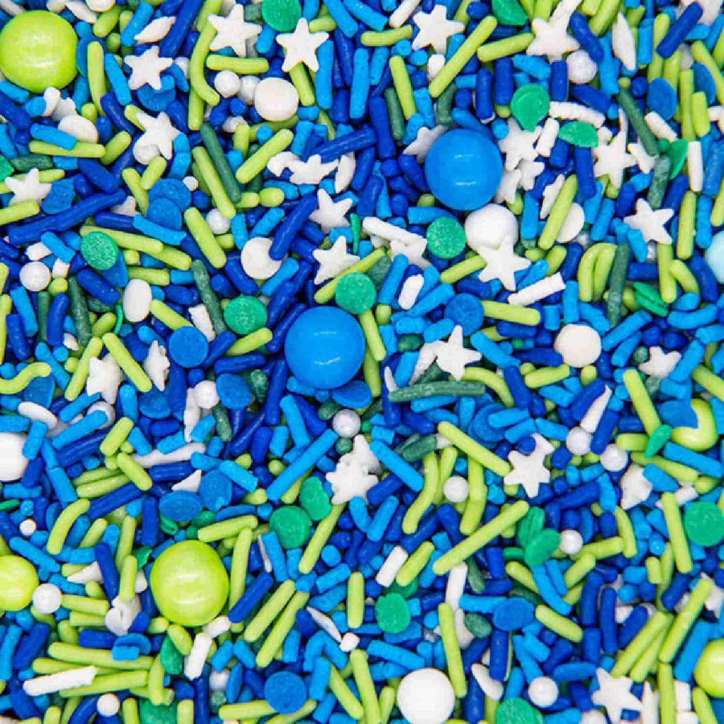 Sweets & Treats Boutique Cake Sprinkles - Navy Jimmies, Green Nonpareils, Blue Sugar Crystal, Lime Sugar Pearl - 4 Ounce Pack