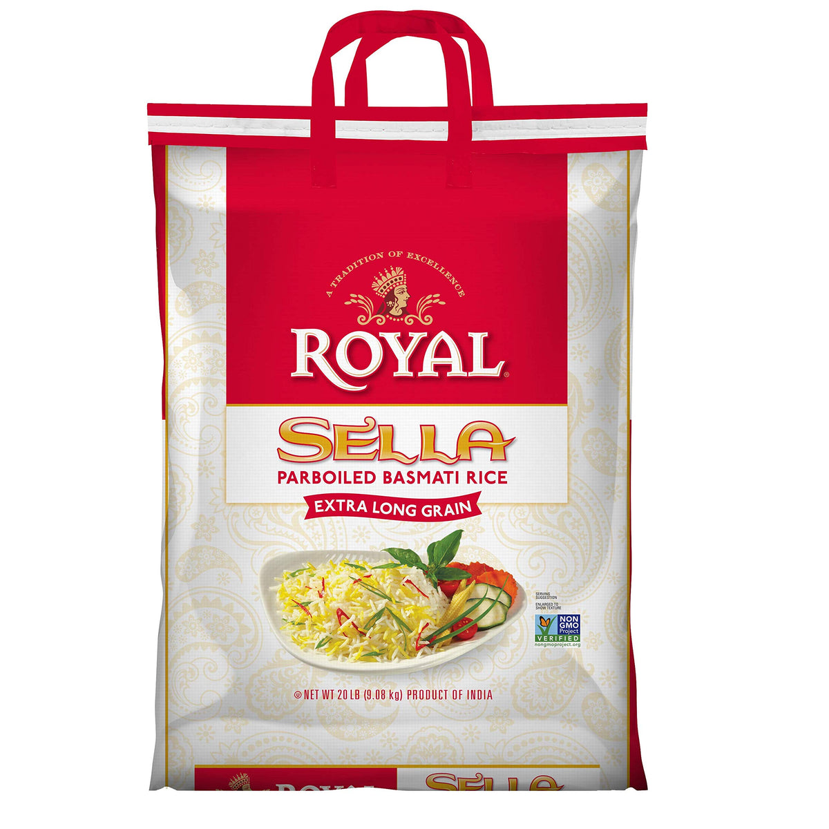 Royal Chefs Secret Sella Basmati Rice - Extra Long Grain Parboiled White Rice - 20 lb Bag