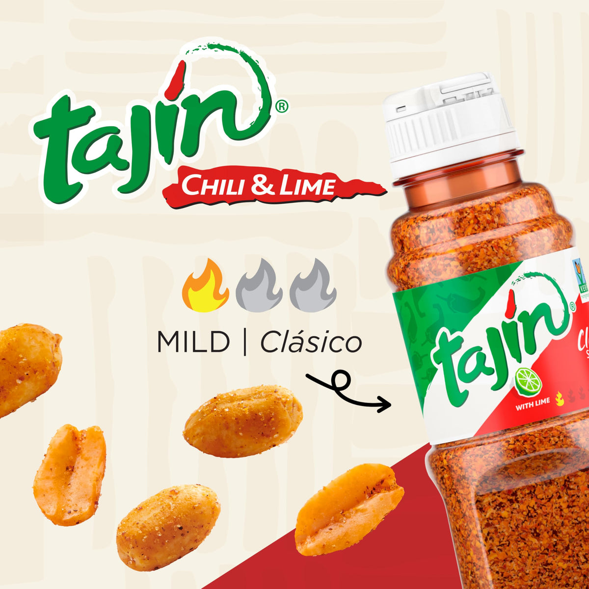 Snak Club Tajin Peanuts, Chili & Lime Mild In Heat Bold In Flavor Spicy Snacks, 5 Ounce (Pack Of 6)