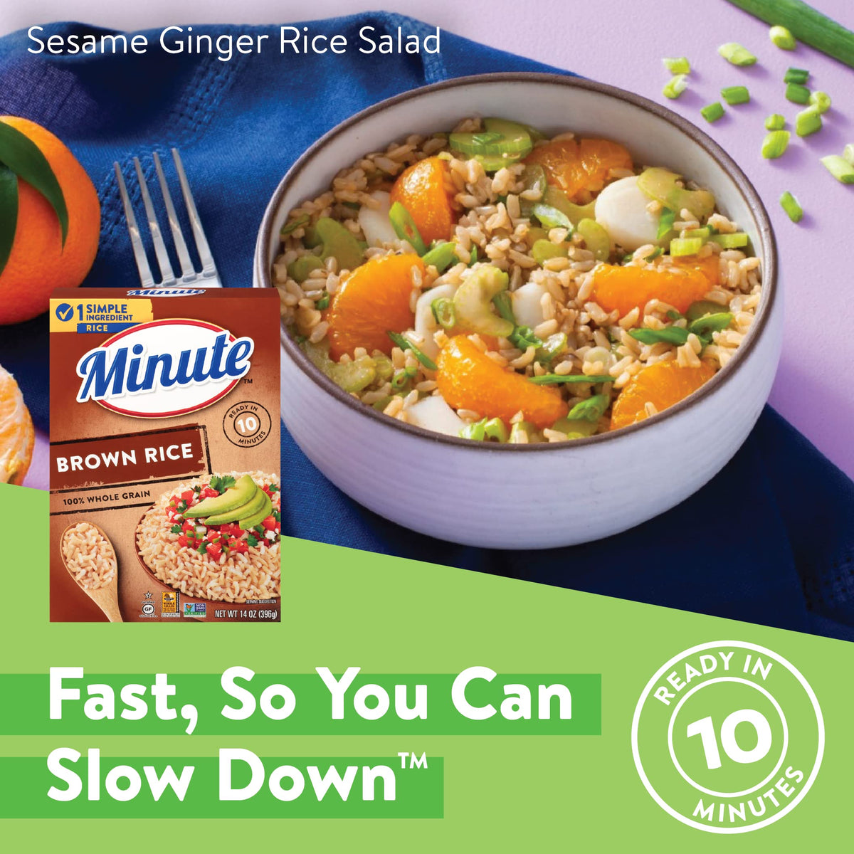 Minute Instant Brown Rice, Whole Grain, Gluten Free, Non-GMO, 14 Ounce Box