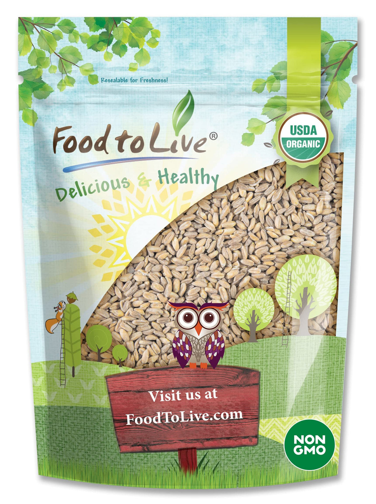 Food To Live Organic Spelt Berries, 5 Pounds - Non-Gmo, Whole Grain, Non-Irradiated, Vegan Superfood, Bulk, Product Of The Usa