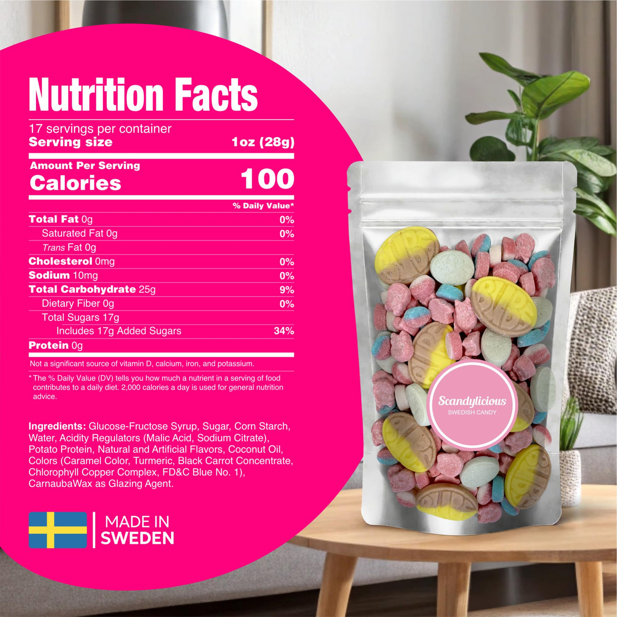 Scandylicious Swedish Candy Mix - Vegan Sour & Sweet Sampler, 1 LB, Gelatin-Free
