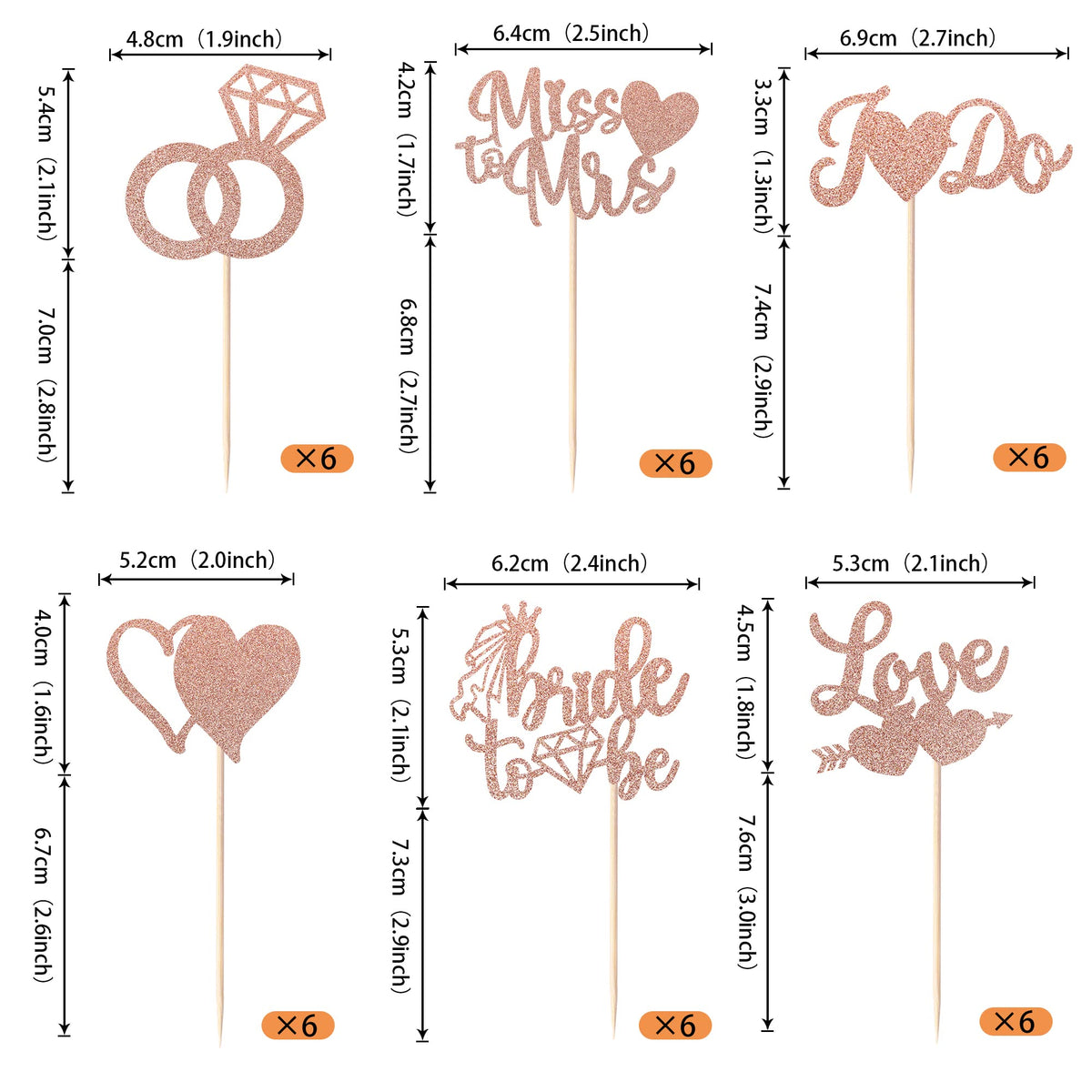 36 Pack Bridal Shower Cupcake Toppers Glitter Diamond Ring, Love I Do Cupcake Picks Miss To Mrs Bridal Shower Wedding Engagement Bachelorette Party Cake Decorations Supplies Rose Gold