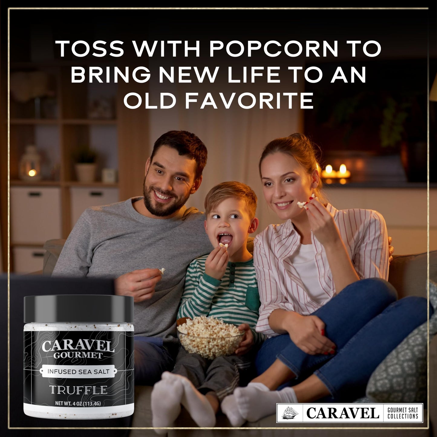 Caravel Gourmet Truffle Sea Salt 4 oz Jar 3-Pack - White