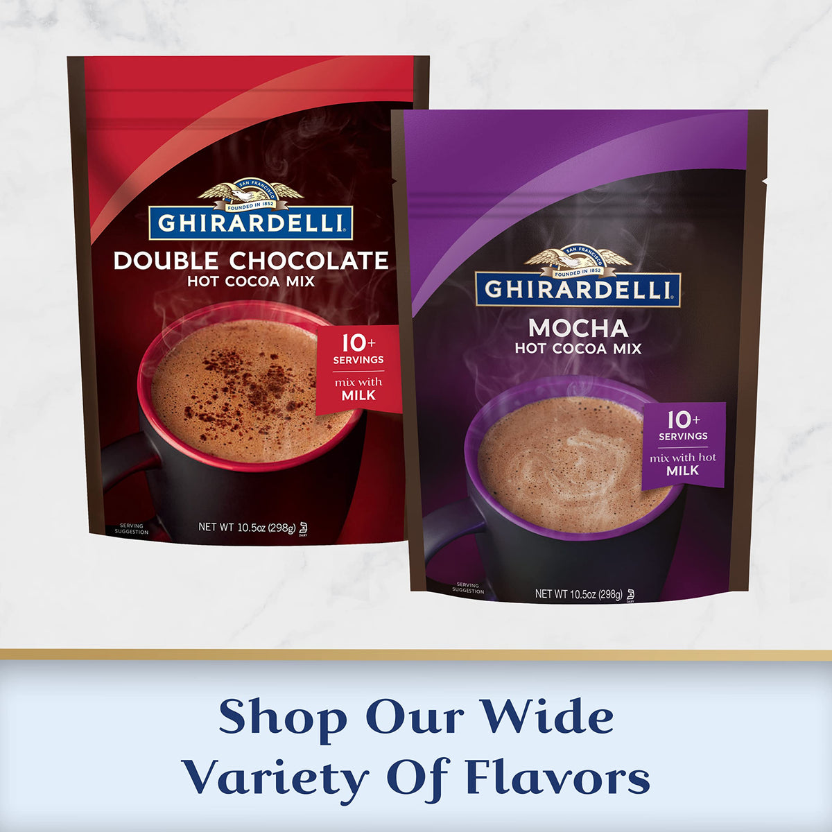 Ghirardelli Double Chocolate Premium Hot Cocoa Mix, 10.5 Oz Bag (6 Bags)