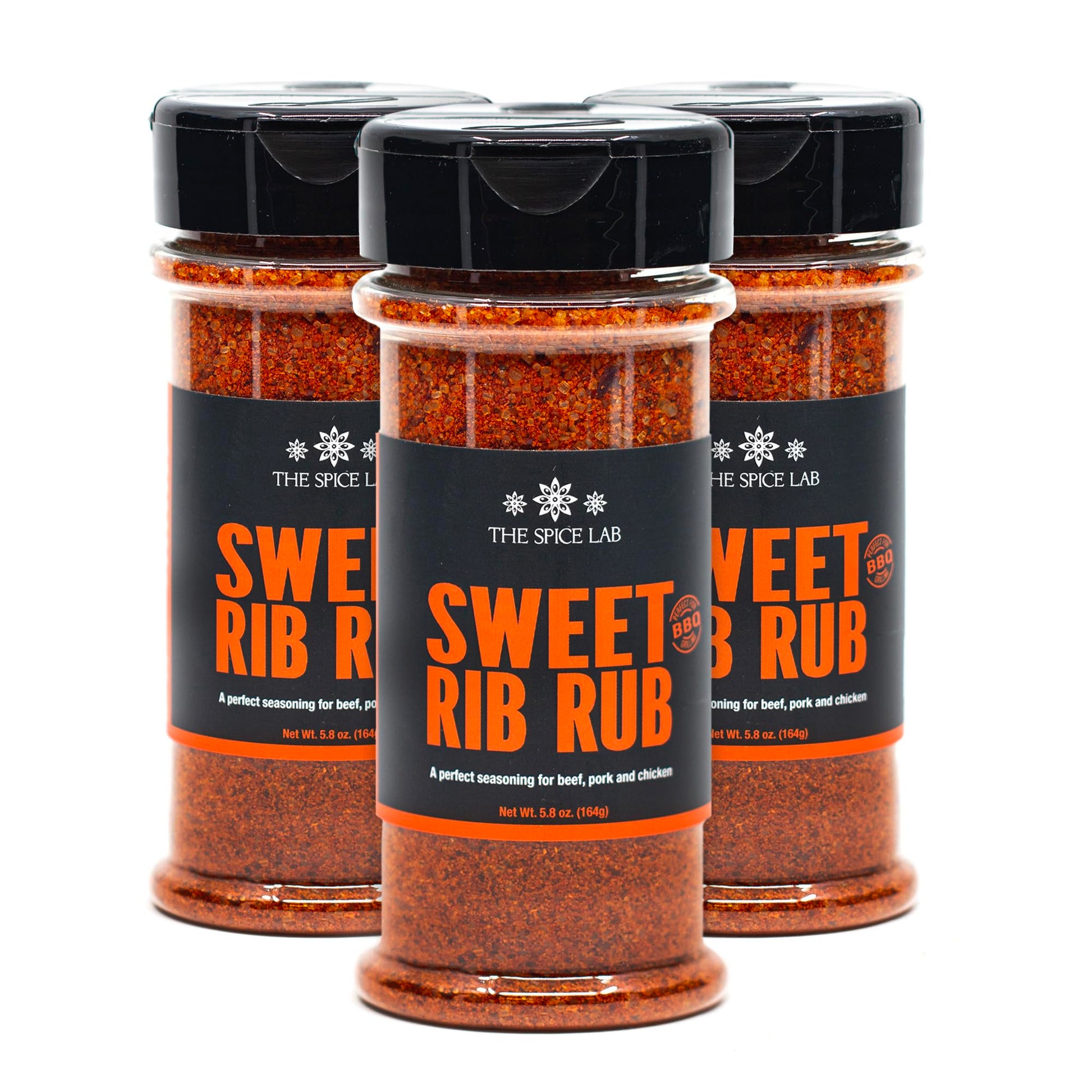 The Spice Lab Sweet Rib Rub For Aromatic Use - Bbq Rub Seasoning - Shaker 3 Pack - All-Natural Sweet Heat Smoker Spices For Chicken  Pork Belly  Ground Beef & Baby Back Ribs - Kosher Vegan Spices - 7062