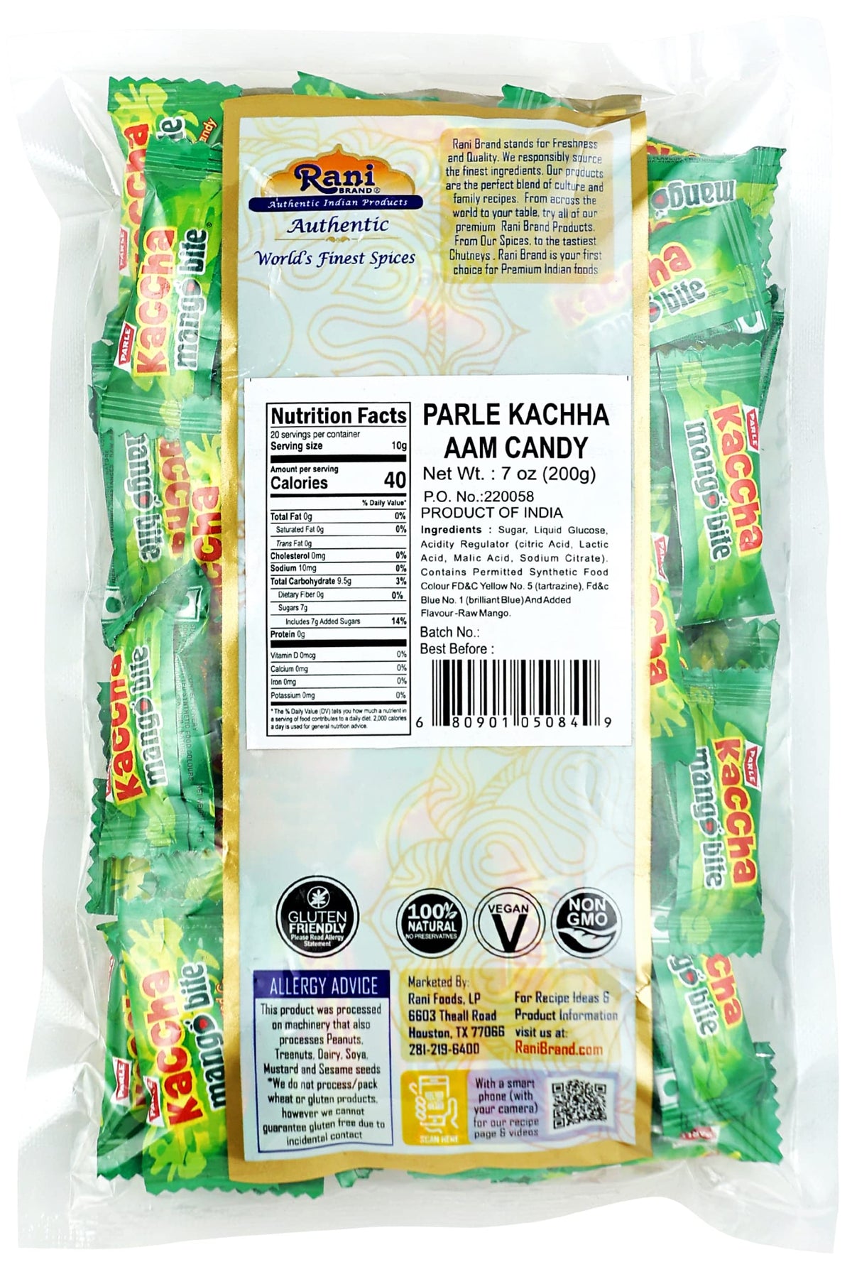 Rani Brand Kachha Aam Candy - Vegan, Gluten Friendly, NON-GMO - 7oz (200g) Individually Wrapped Indian
