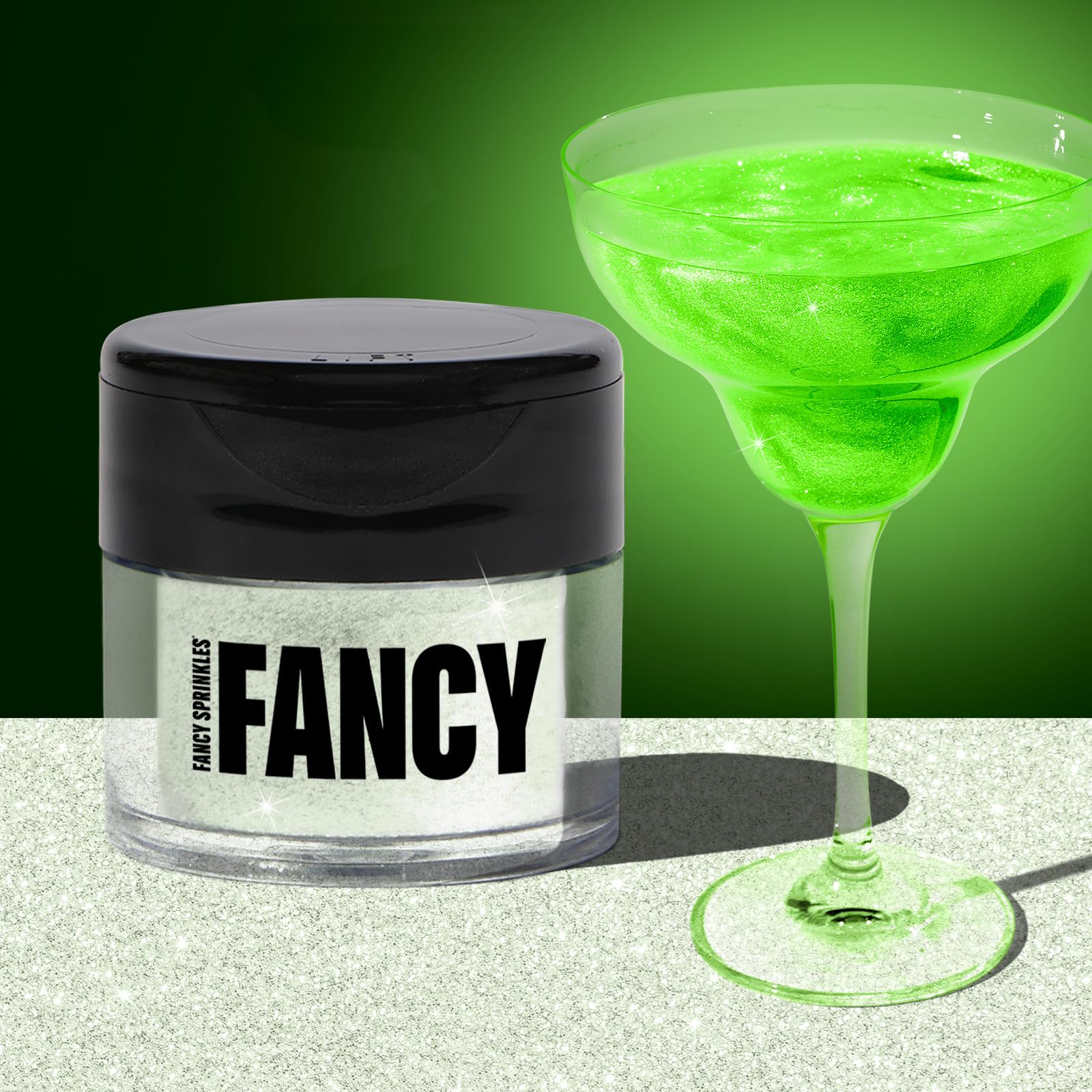 Fancy Sprinkles Special Release Halloween Glow Worm Green Top-Grade Edible Glitter  Glows Under Black Light  100% Edible Glitter For Sparkling Food & Drinks No Taste Or Texture (4Gm)