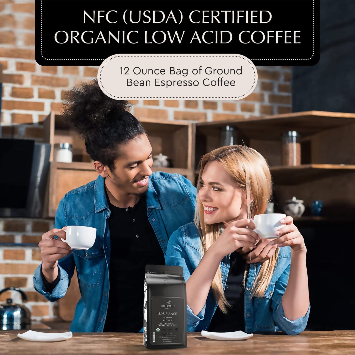Lifeboost Organic Espresso Ground Coffee - Non-Gmo Low Acid Single Origin Usda Shade Grown Organic Espresso Coffee - Third Party