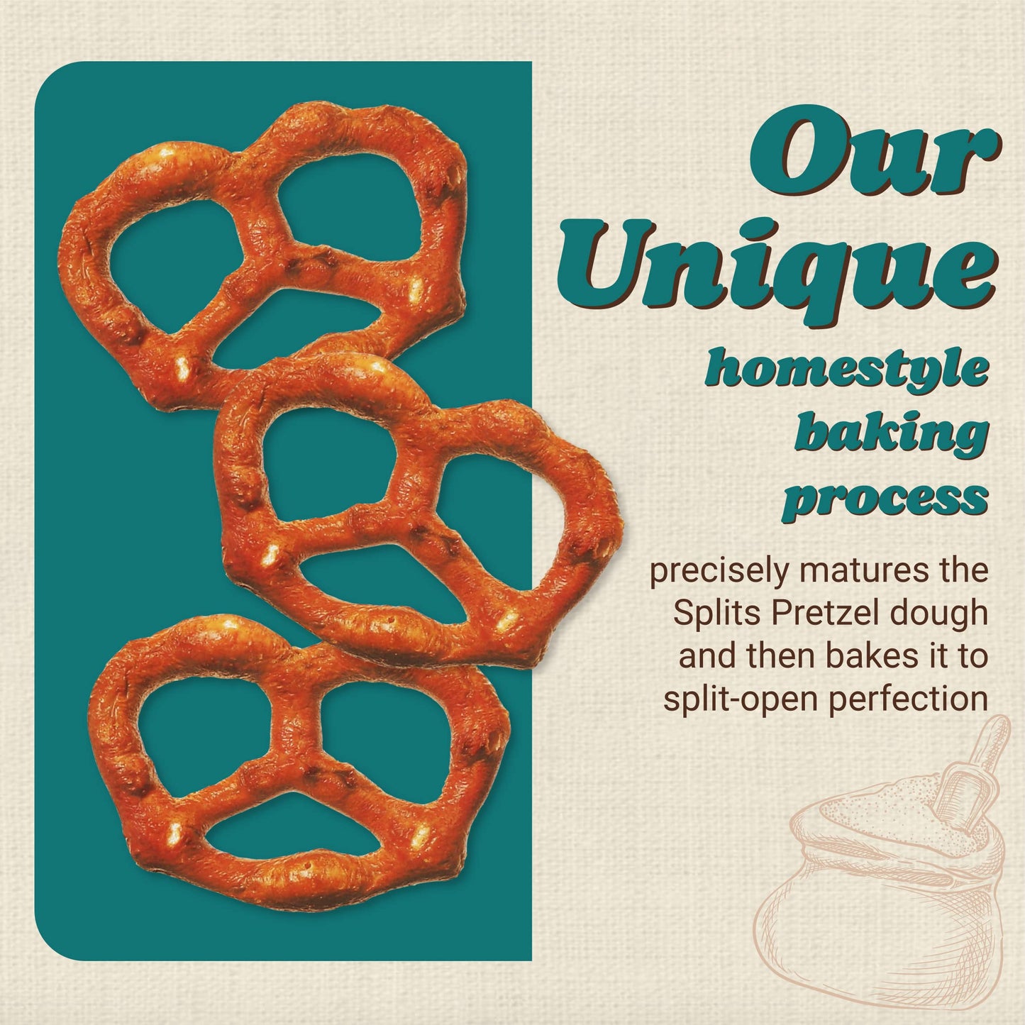 Unique Snacks Unsalted Splits Pretzels, 11 oz Bag (Pack of 6), Certified OU Kosher, Non-GMO, Homestyle Baked