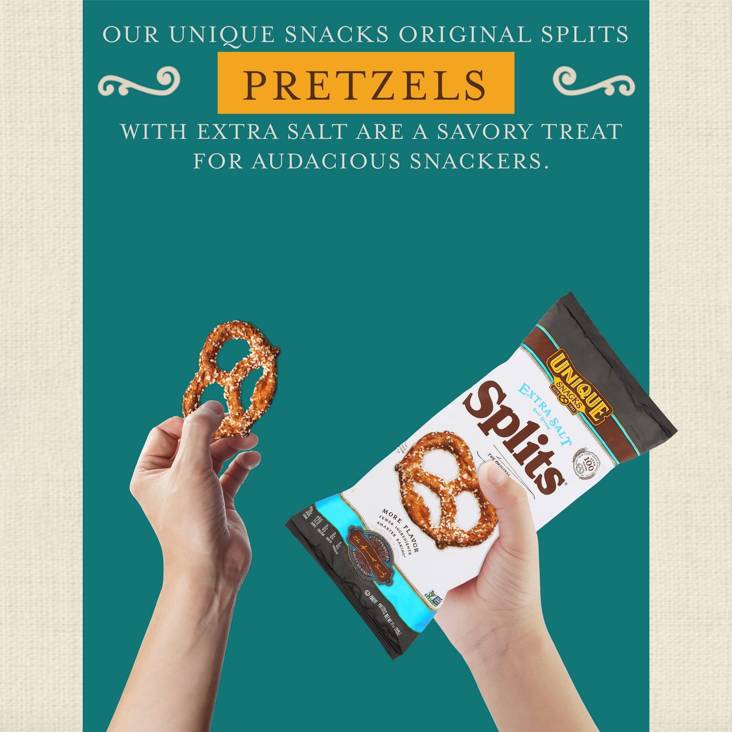Unique Snacks Original Split-Open Pretzels, 11 Oz. Bag, Pack of 9, OU Kosher, Non-GMO