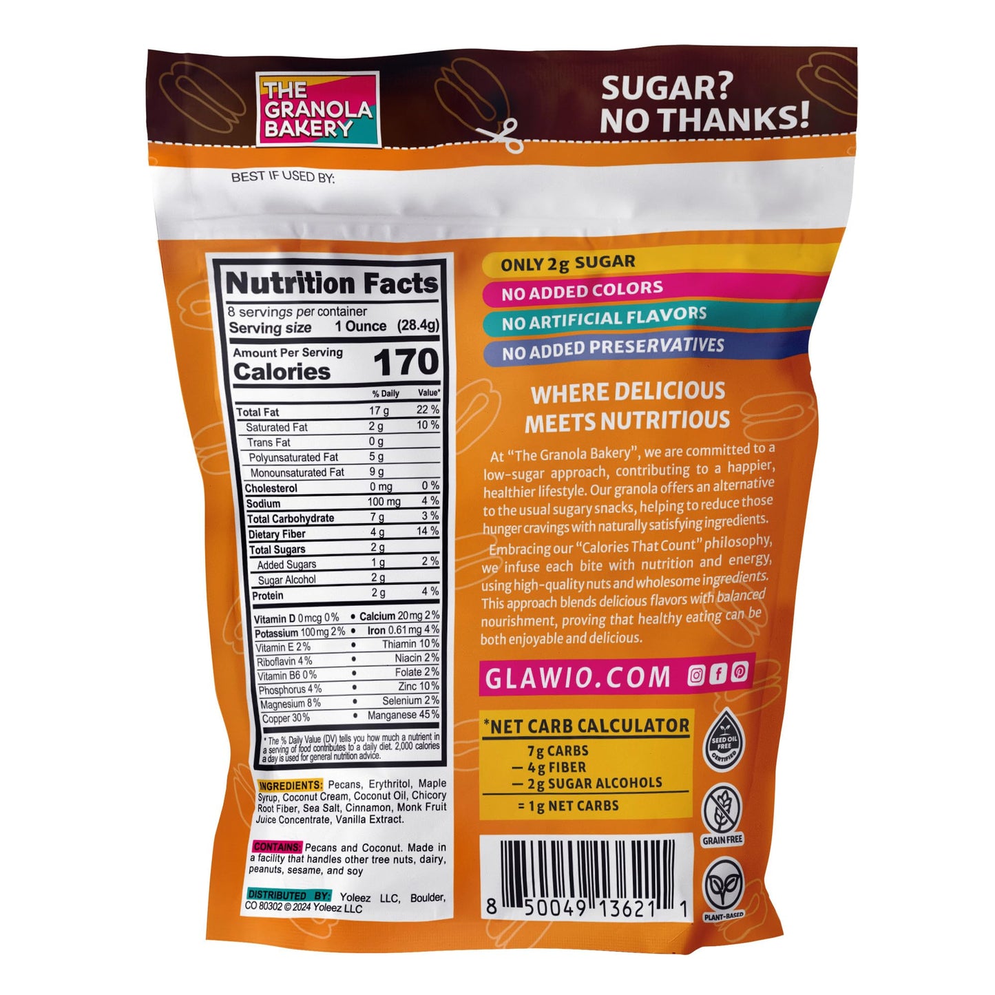 THE GRANOLA BAKERY Keto Nuts, Maple Pecan, No Added Sugar, Gluten Free, 8oz Resealable Bag