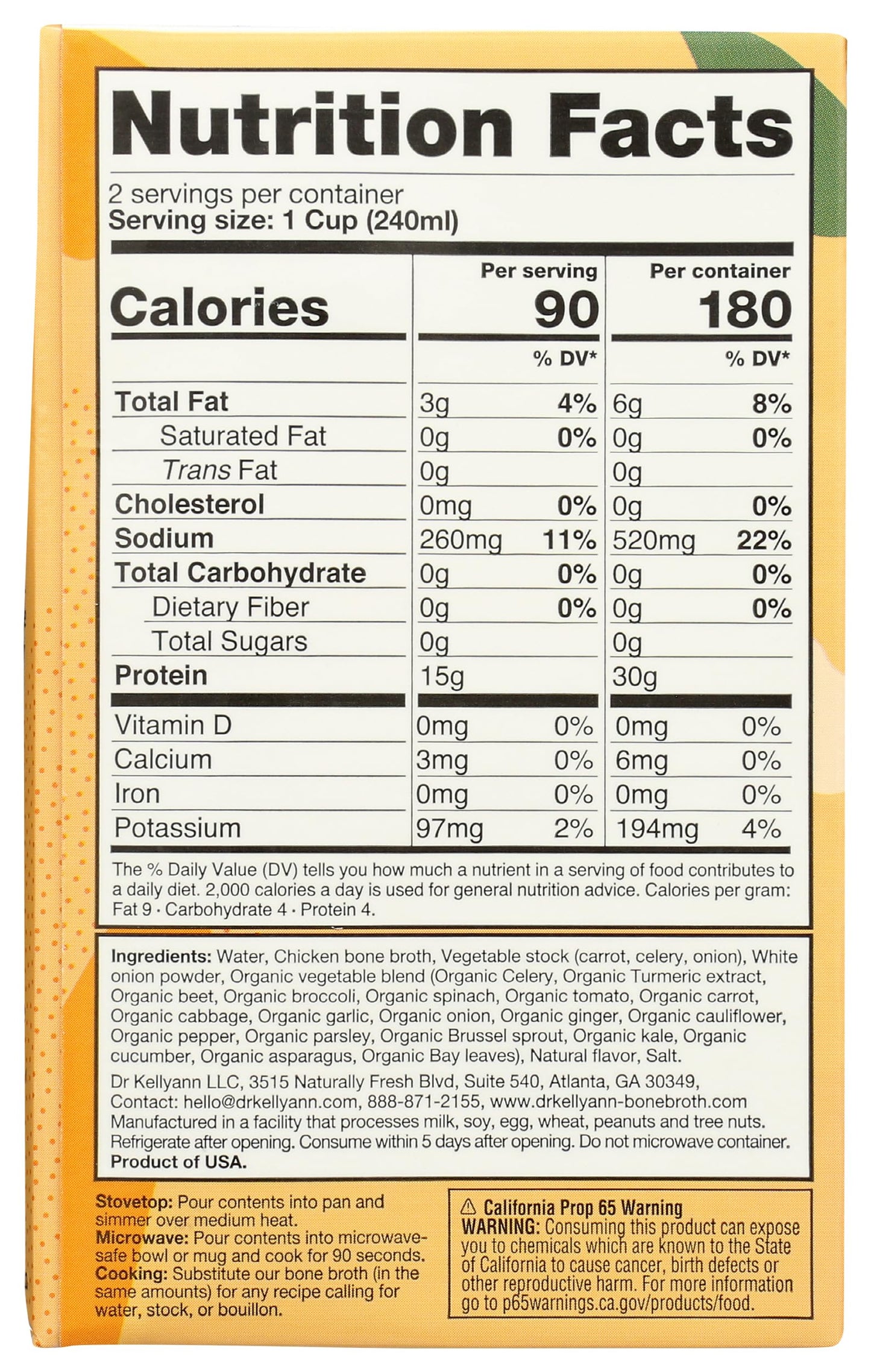 Dr. Kellyann Chicken Bone Broth, 16.9 Fz