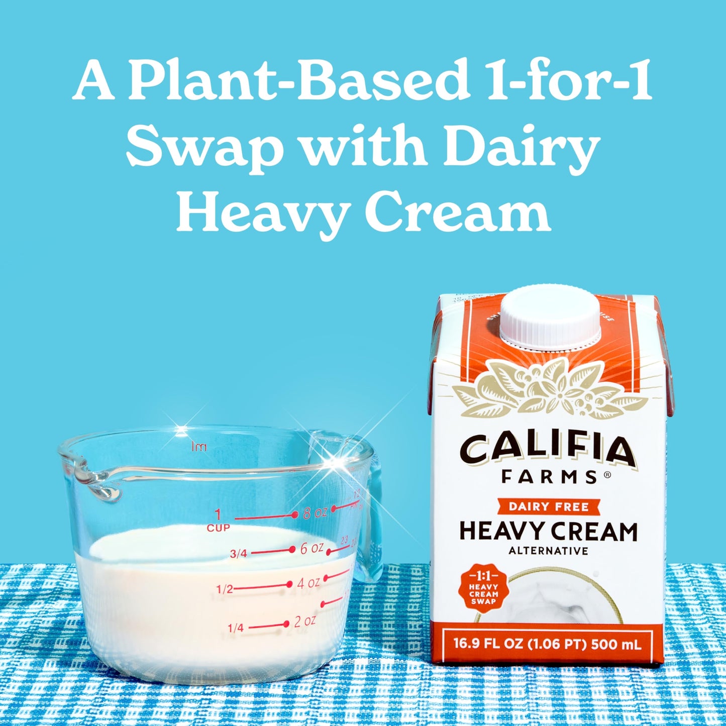 Califia Farms - Heavy Whip Cream Dairy Free Substitute 16.9 Oz, Soy Free, Plant Based, Vegan, Non GMO, Sugar Free, Heavy Whippin