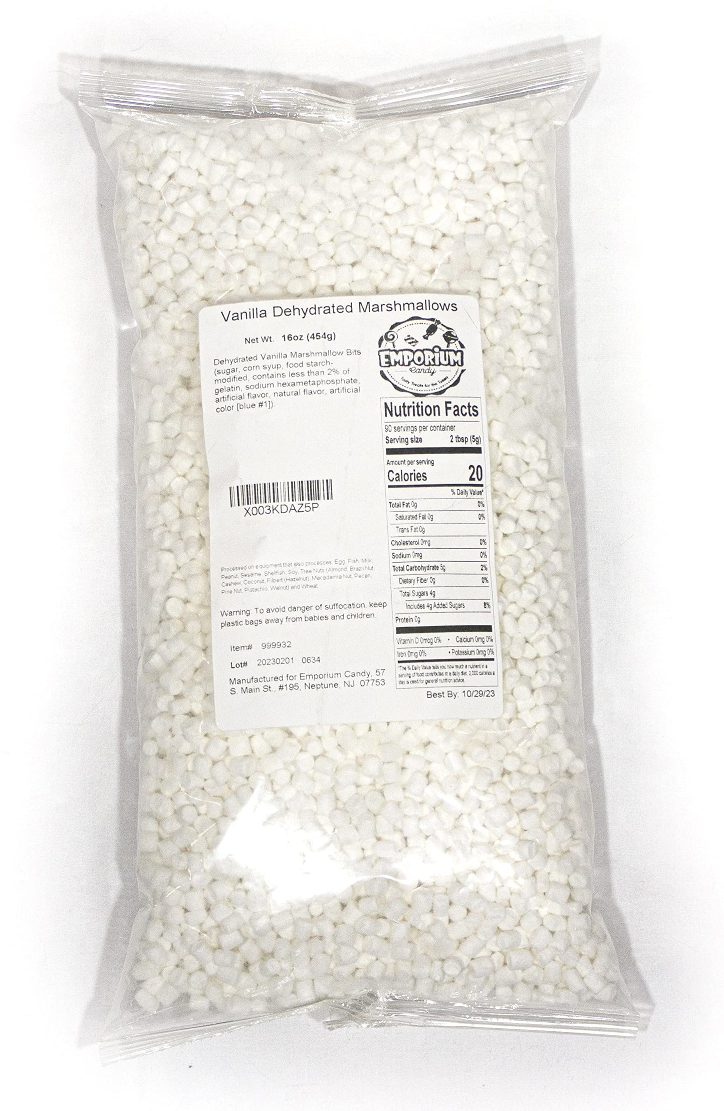 Dehydrated Mini Vanilla Marshmallows - 1 lb of Delicious Fresh Bulk White Marshmallows by Emporium Candy Tasty Treats for the Tu