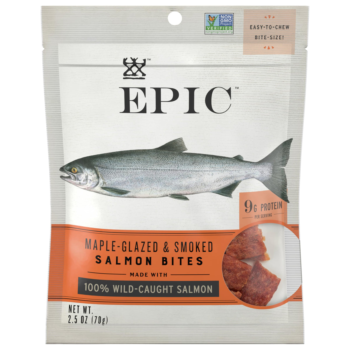Epic Jerky Bites, 100% Wild Caught, Alaskan Salmon, Maple With Coconut Oil, 2.5 Ounce