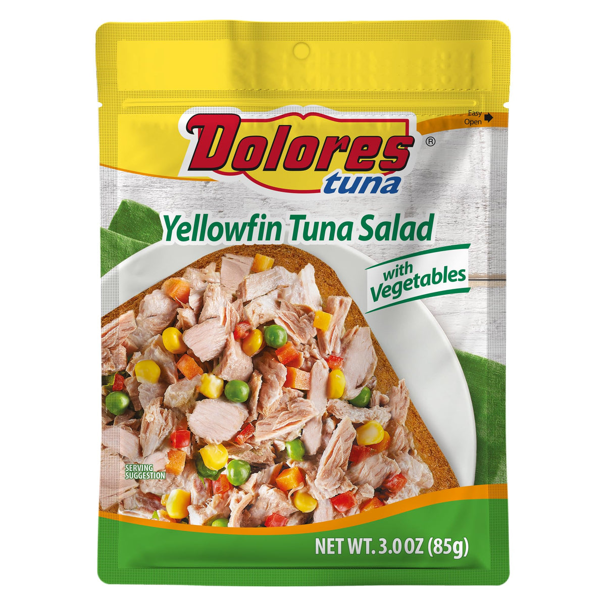 Dolores Chunk Light Yellowfin Tuna Salad with Vegetables, 3 oz (Pack of 24)