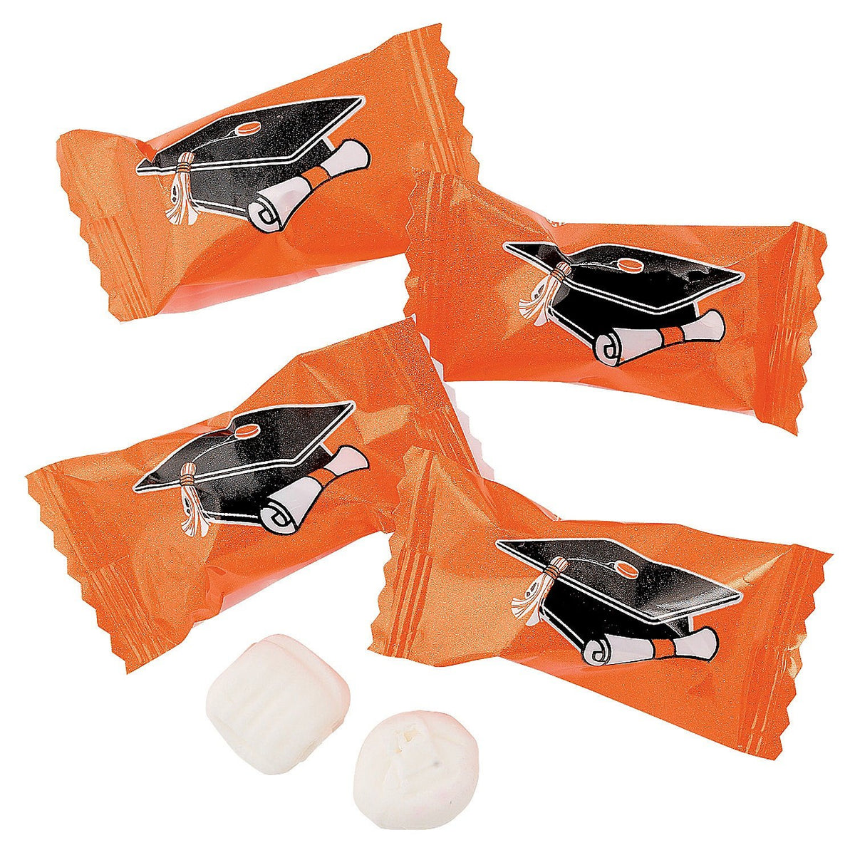 Graduation Buttermints, Graduation Party Candy, Candy Buffet, 108 Pieces, Individually Wrapped Pieces (Orange)