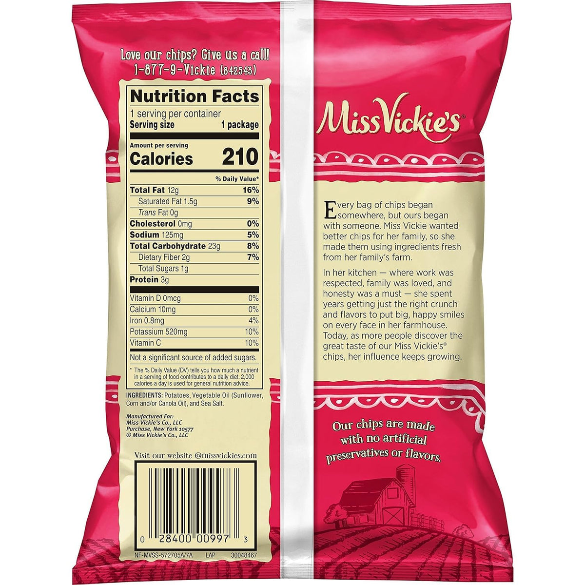 Kettle Cooked Potato Chips By Miss Vickie'S Value Pack Bundled By Superdeals | 1.375 Oz Bag | Sea Salt | Pack Of 16 With Mystery