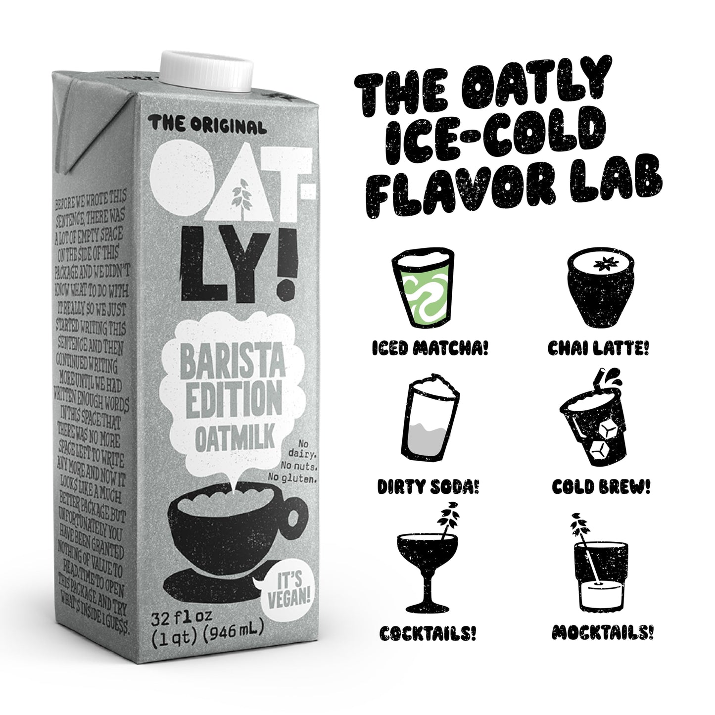 Oatly Barista Edition Oat Milk - Crafted for Coffee | Dairy-Free  Plant-Based  Shelf-Stable Milk that makes Perfect Foam (32 oz  6-pack)