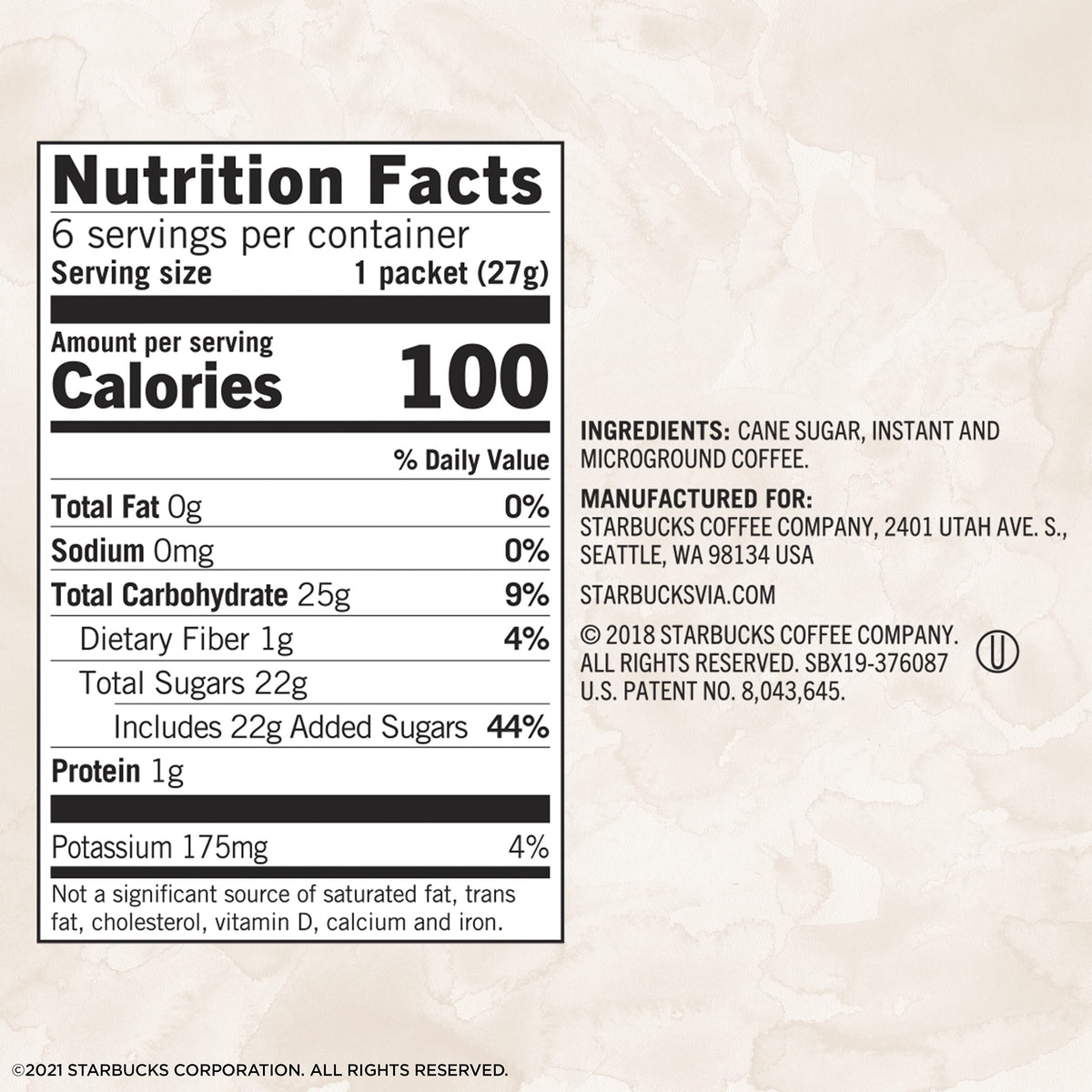Starbucks Via Instant Coffee Medium Roast Packets - Sweetened Iced Coffee - 1 Box (6 Packets)