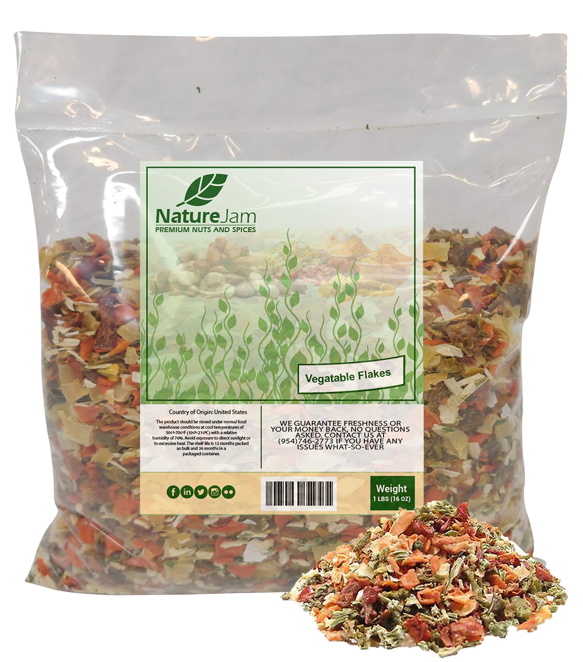 Naturejam Vegetable Soup Blend - Dried Dehydrated Vegetable Flakes - 16 Ounce Pack