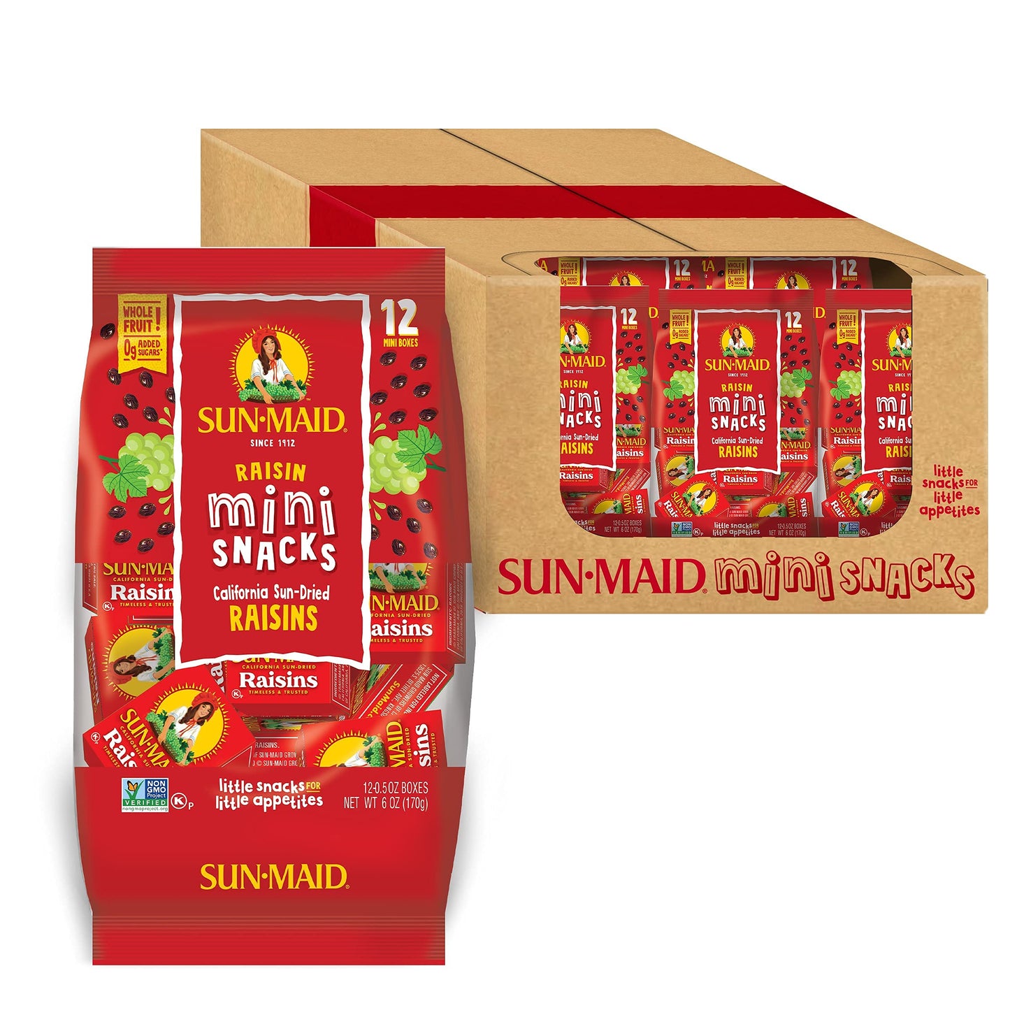 Sun-Maid California Sun-Dried Raisins - (144 Pack) 0.5 oz Snack-Size Box - Dried Fruit Snack for Lunches, Snacks, and Natural Sw