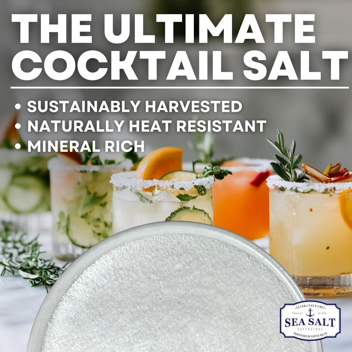 Sea Salt Superstore Margarita Lime Salt Garnishing, 6 oz Tub, Natural Flavor for Cocktails and Drinks