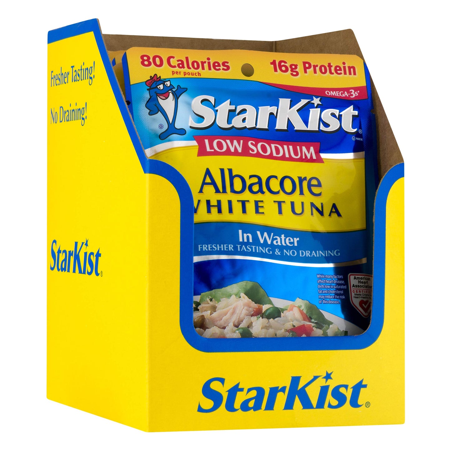StarKist Low Sodium Albacore White Tuna in Water, 2.6 oz Pouch (24 Pack) Ready to Eat Wild Caught Tuna, 17g Protein, 80 Calories