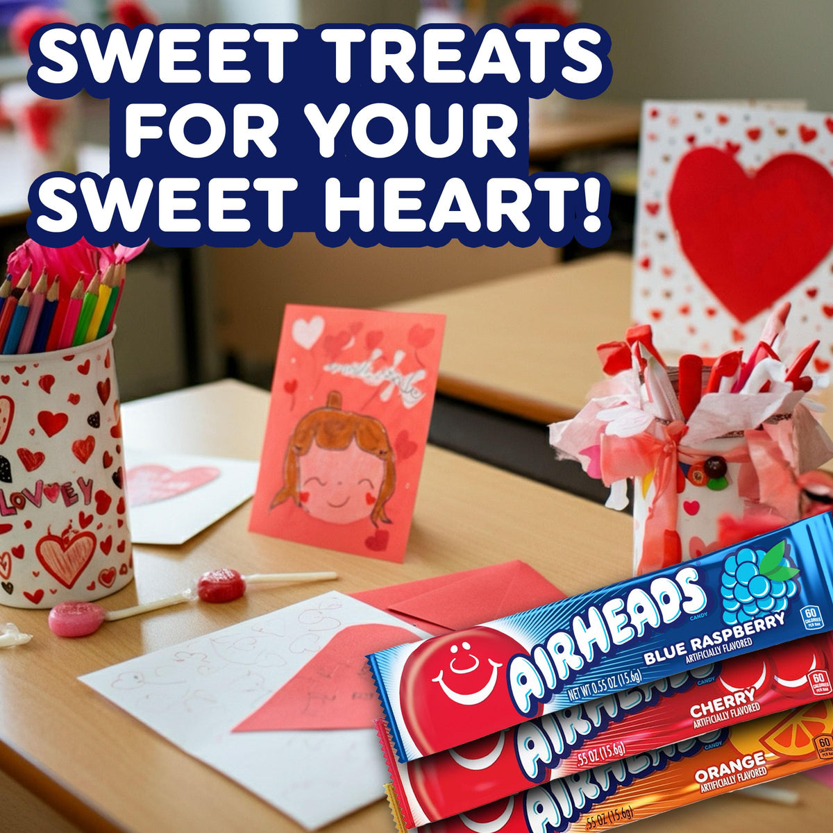 Airheads Candy, Valentine'S Day Assorted Flavors Exchange Box - Includes 26 Mini Bars & Cards