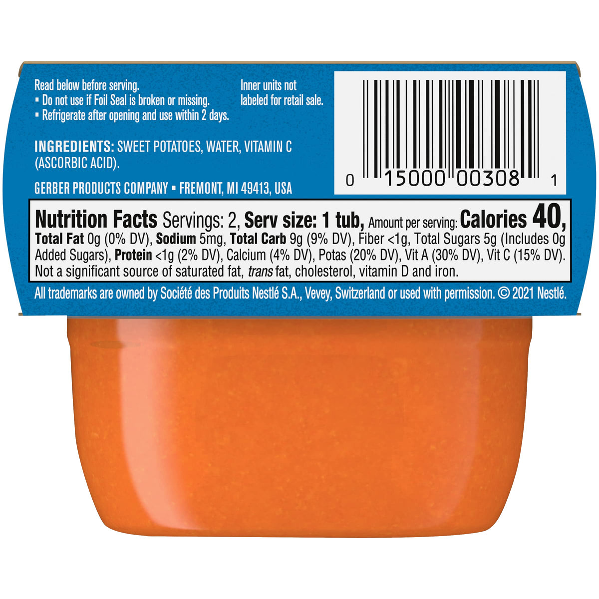 Gerber Baby Food Sweet Potato, 2 Oz, 2 Ct Tubs
