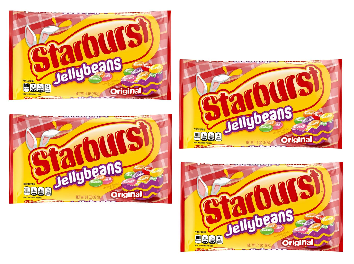 Starburst Jelly Beans 4-Pack - Sweet Fruit Candy Bulk Pack for Easter Baskets, Egg Hunts, Spring Party Favors - Classic Assorted