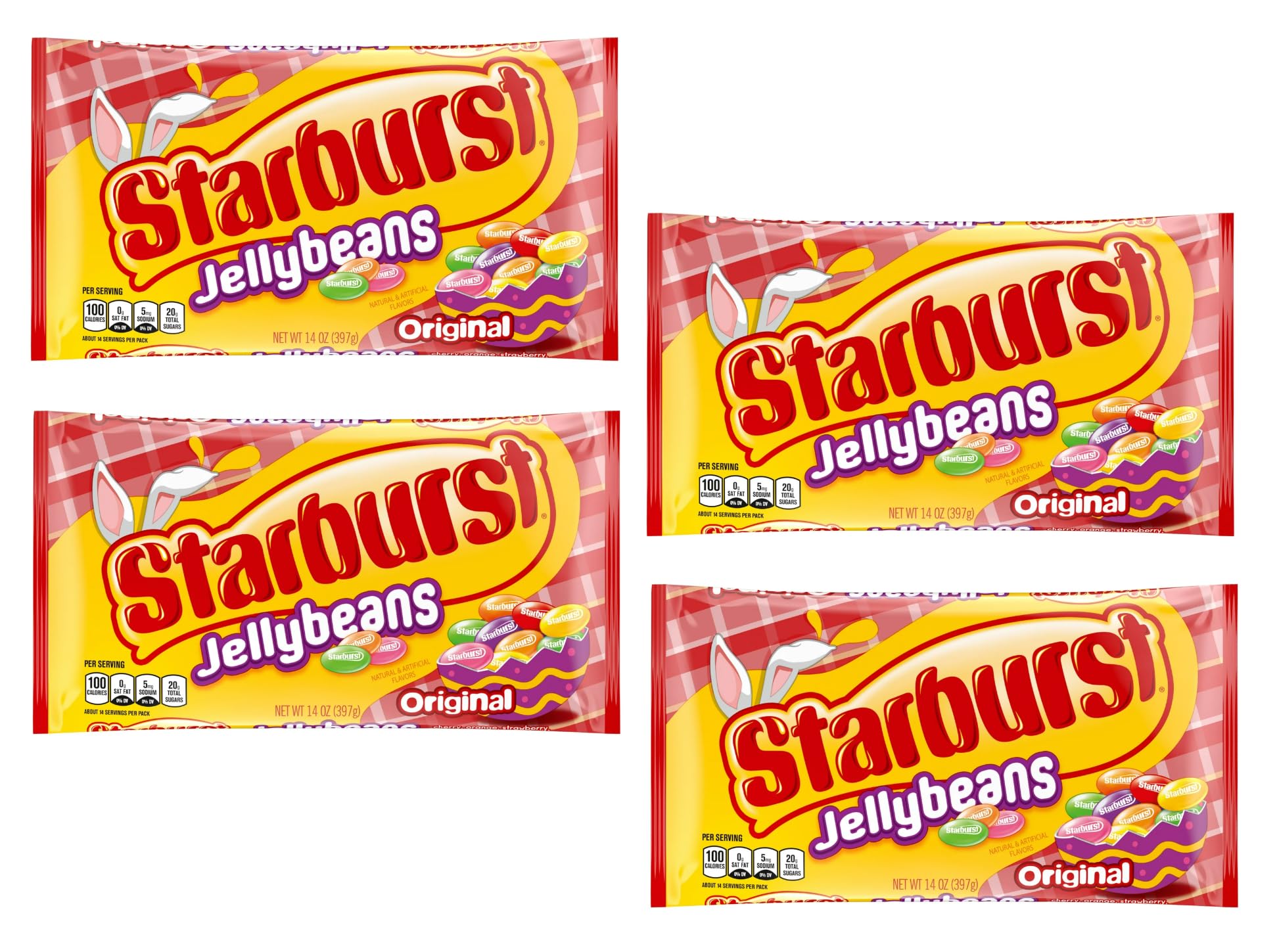 Starburst Jelly Beans 4-Pack - Sweet Fruit Candy Bulk Pack for Easter Baskets, Egg Hunts, Spring Party Favors - Classic Assorted