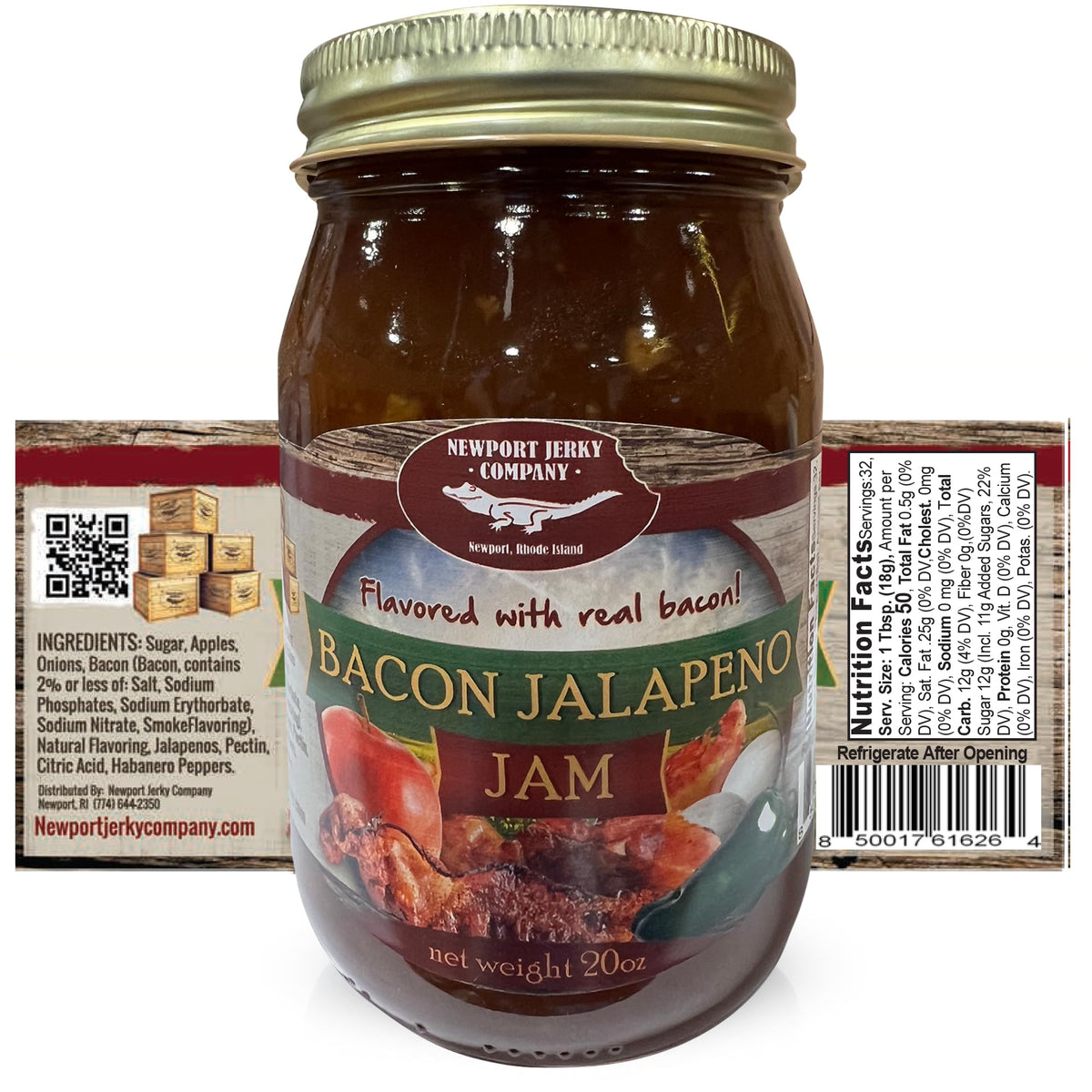 NEWPORT JERKY COMPANY Bacon Jalapeno Jam - 1.25 Pound Pack