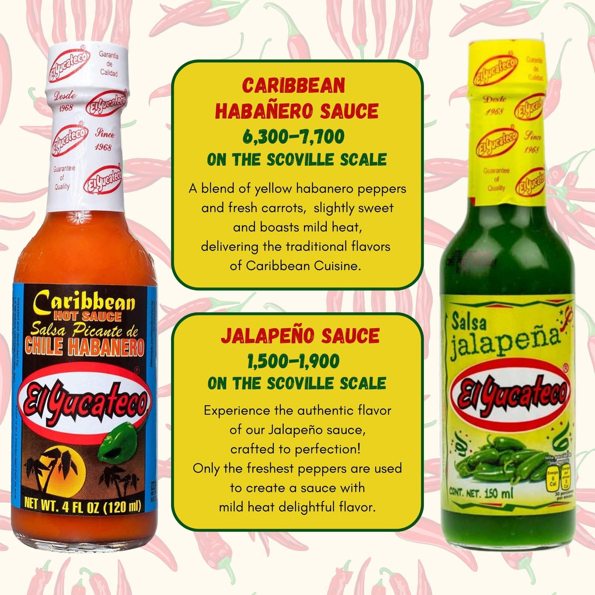 El Yucateco Hot Sauce Variety Pack - 6 Flavors, 4 Ounce (Pack of 6)