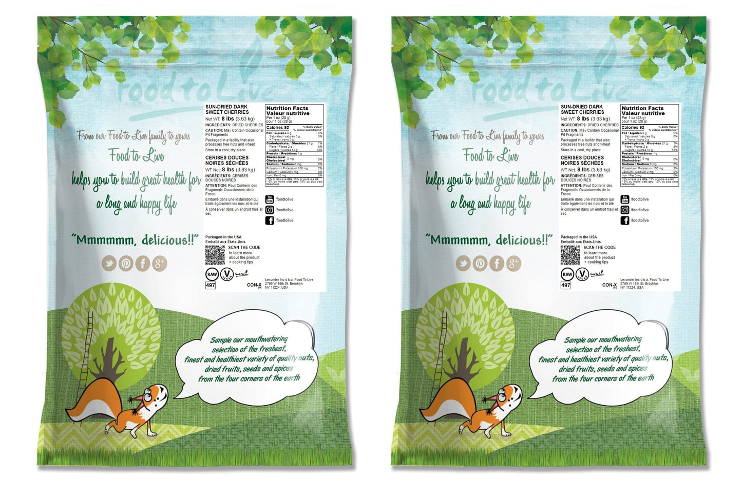 Food To Live - Sun-Dried Dark Sweet Cherries, 16 Pounds - Unsweetened Whole Raw Pitted Fruits, No Added Oil, Sugar Or Preservati