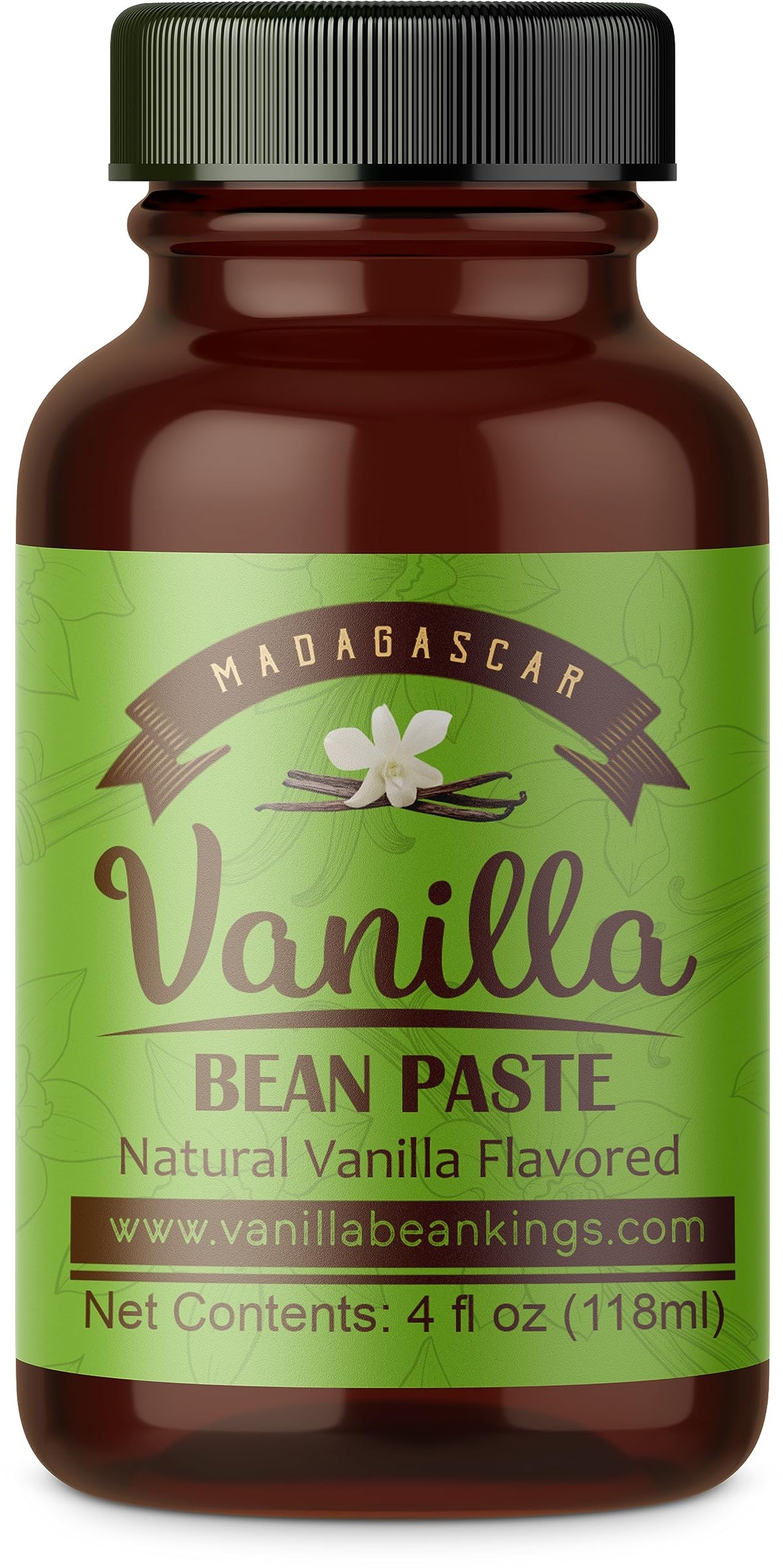 Vanilla Bean Kings Vanilla Bean Paste for Baking - Madagascar Bourbon Blend with Real Seeds - 4 Ounce - Brown
