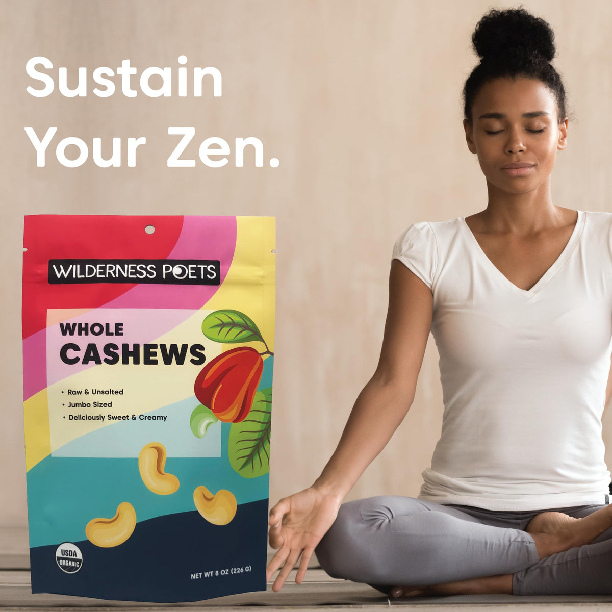 Wilderness Poets Cashews - Organic Raw Cashew Nuts, 2 Pound (32 Ounce)
