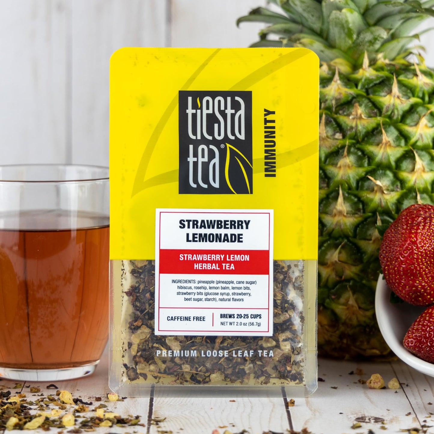 Tiesta Tea Strawberry Lemonade Herbal Loose Leaf Tea, Non-Caffeine, 2 oz Pouch, 25 Cups