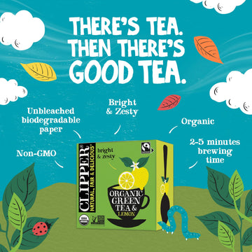 Clipper Tea Green Tea & Lemon Teabags, USDA Organic, 50 Count (Pack of 4)