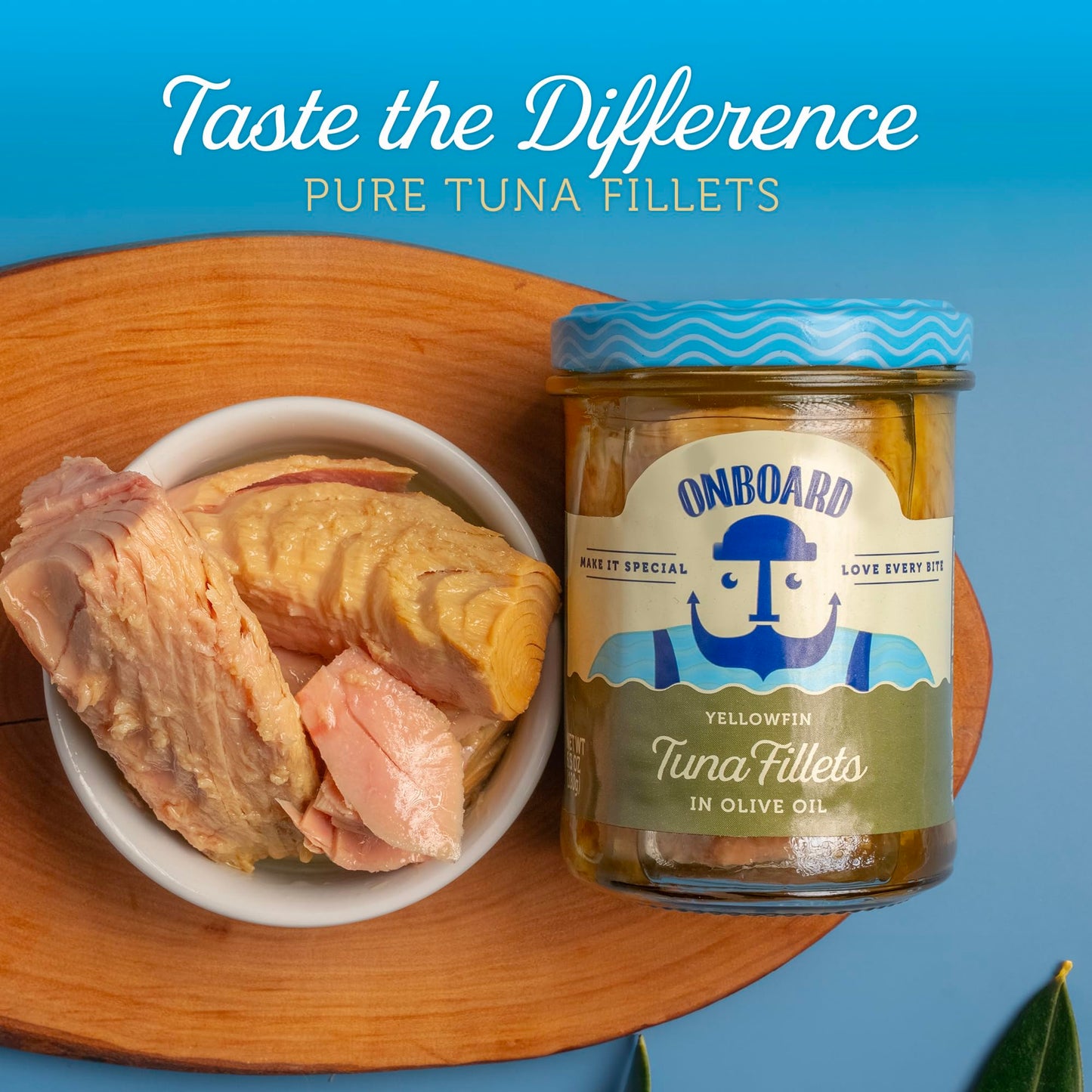 ONBOARD Yellowfin Tuna Fillets, Mediterranean Style, 1.05 oz, Pack of 6, Ready-to-Eat Snacks, Glass Jar