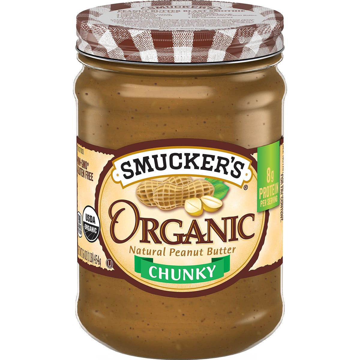 Smucker s Organic Peanut Butter, Chunky, 16oz (Pack of 6)
