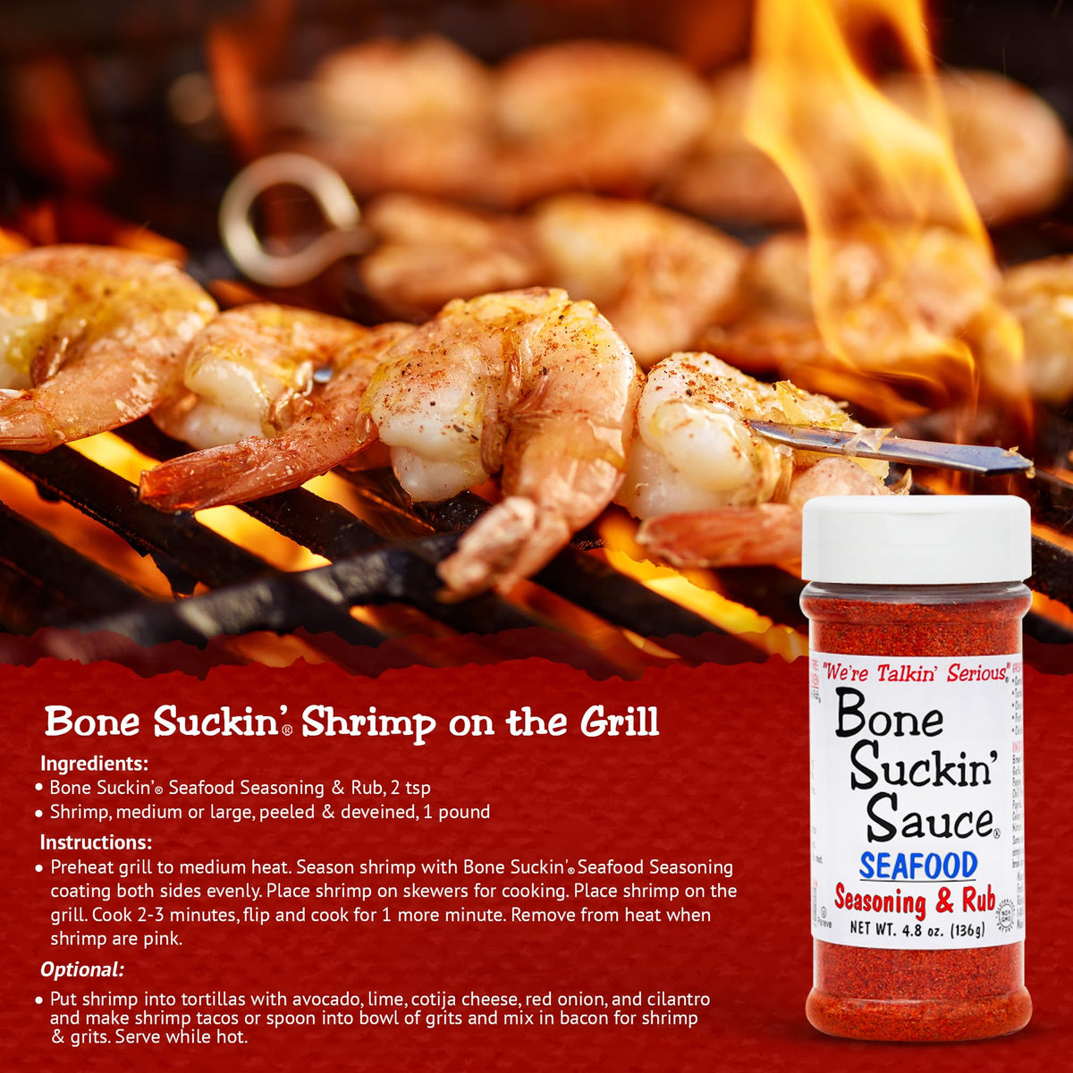Bone Suckin Sauce Seasoning and Rub, Original, Steak, Seafood, Chicken, 5.8 Ounce (Pack of 4), Gluten-Free, Non-GMO, Fat-Free,
