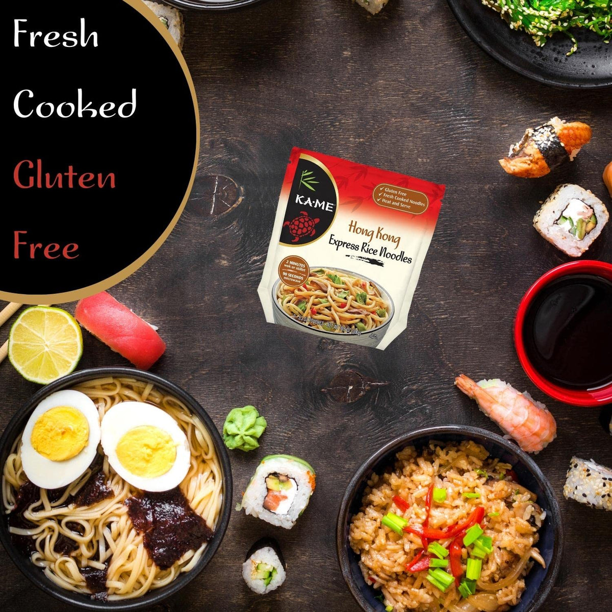 KA-ME Gluten Free Rice Noodles, Ready to Serve, Pack of 6, 10.6 Ounce